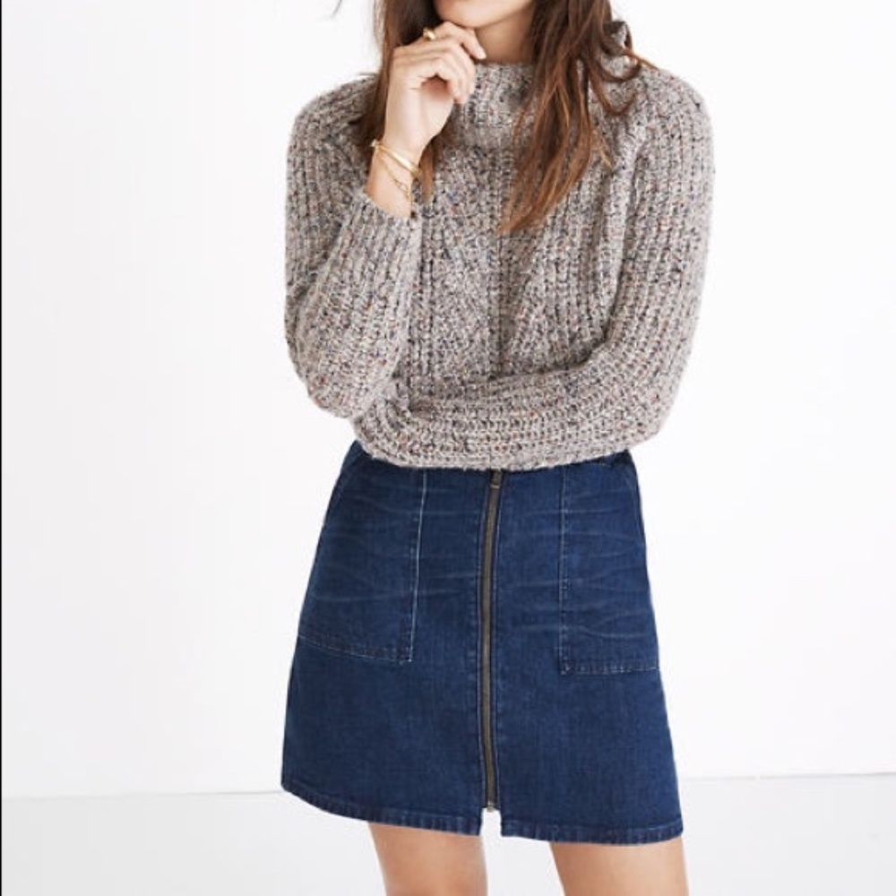Madewell Denim Utility Zip Skirt Dark Wash Sz 31